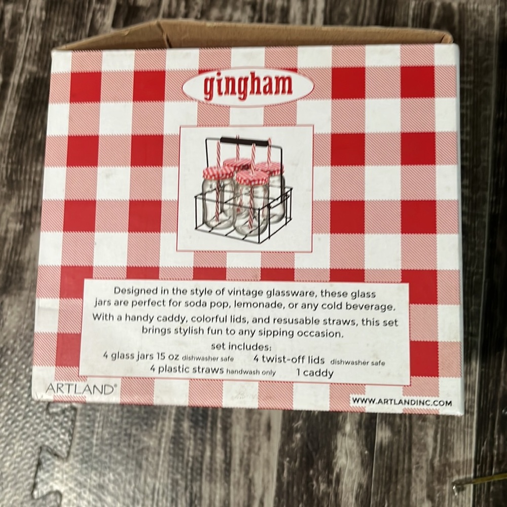 Artland Gingham Glass and Caddy Set - Picture 6 of 14